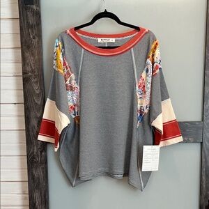 Three Bird Nest Colorful Patchwork Top NWOT